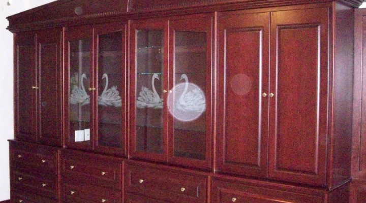 Cherry wall unit in bedroom